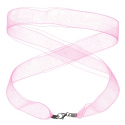 Ribbon Necklace With Sterling Silver Clasp Pink - 17"