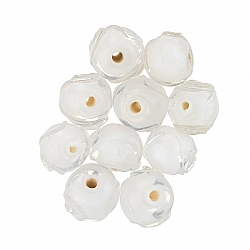 White Lined Clear Swirl Design Round Lampwork Bead 13mm