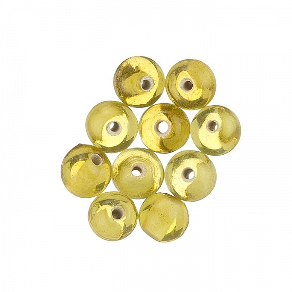 8mm Round Topaz Yellow Handmade Glass Beads - PK10