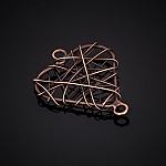 Antique Copper Wire Heart Metal Charm Pendants 38mm PK1