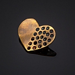 Antique Brass Cast Holed Heart Metal Charm Pendants PK1