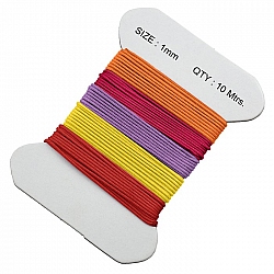 Waxed Cotton Cords 1mm Red/Purple And Yellow Mix 10m