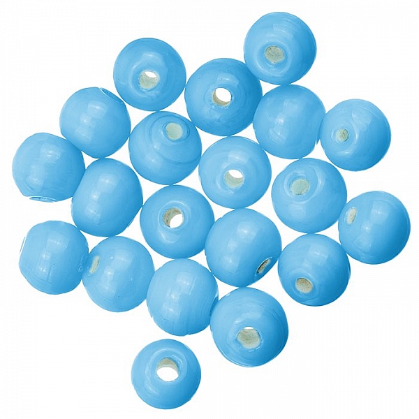 Shiny Opaque Sky Blue Round Glass Beads 6mm Pack of 20
