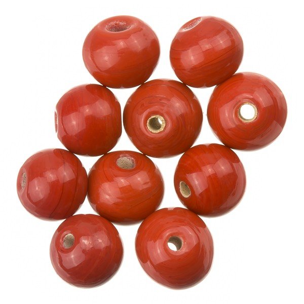 Shiny Dark Red Round Glass Bead 8mm PK10
