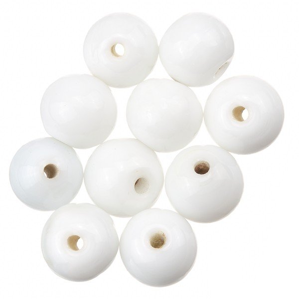 Shiny White Round Glass Bead 8mm PK10
