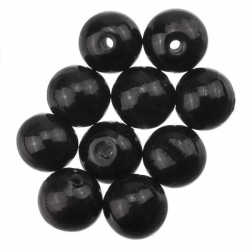 Shiny Black Round Glass Bead 8mm PK10