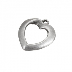Antique Silver Cut-Out Heart Charm Pendants 23x28mm PK1