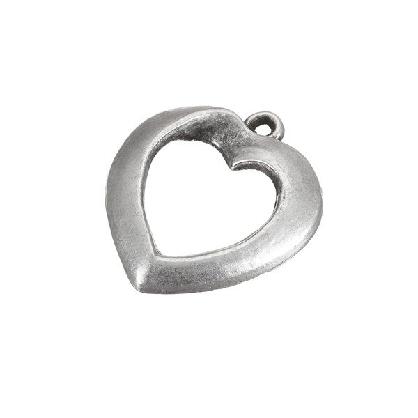 Antique Silver Cut-Out Heart Charm Pendants 23x28mm PK1