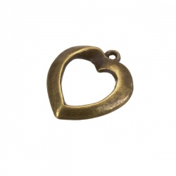 Antique Brass Cut-Out Heart Charm Pendants 23x28mm PK1