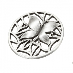 Antique Silver Butterfly Round Charm Pendants 35mm PK1