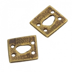 Antique Gold Flat Square Four Holes Connector 17mm PK2