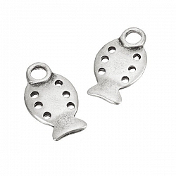 Shiny Antique Silver Flat Fish Shape Charm Pendant 23mm PK2