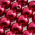 Acrylic Pearl Beads Round Chunky Red (14mm) Pack of 20