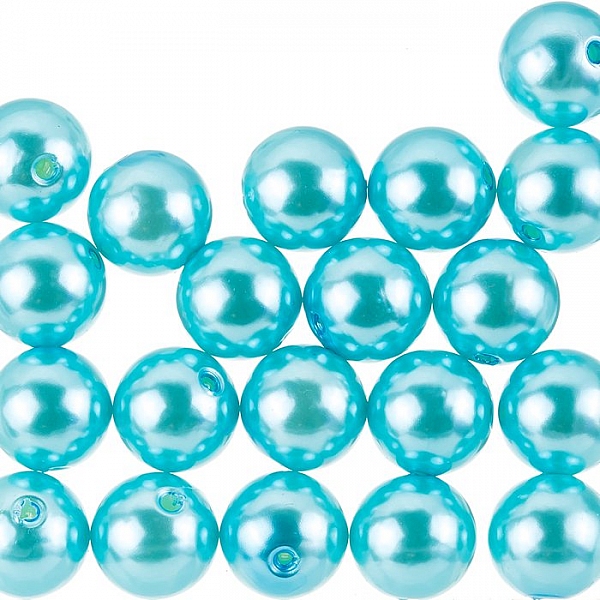 Acrylic Round Pearl Beads 14mm - Turquoise (Pack of 20)