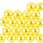 Acrylic Pearl Beads Round Shiny Yellow 14mm Pack of 20