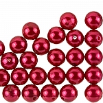 Acrylic Pearl Beads Round 12mm Chunky Red – Pack of 30