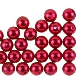 Acrylic Pearl Beads Round 12mm Chunky Red – Pack of 30