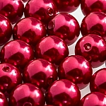 Acrylic Pearl Beads Round 12mm Chunky Red – Pack of 30