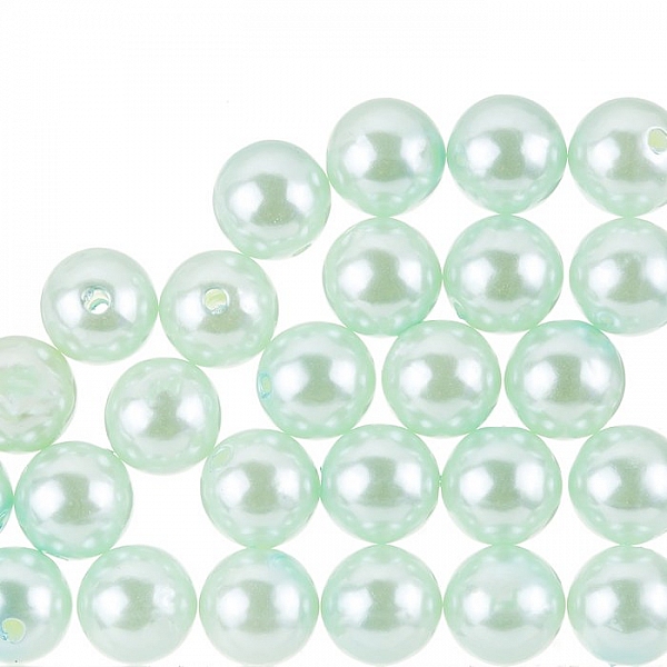 12mm Acrylic Pearl Beads Round Mint Green - Pack of 30