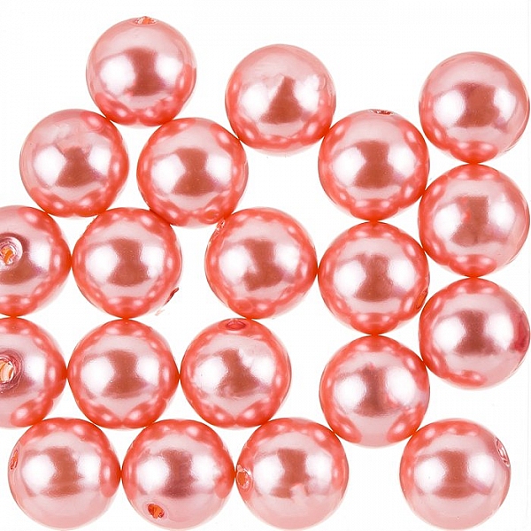 Acrylic Pearl Beads Round 14mm Salmon Pink - Pack of 20
