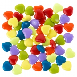 Acrylic Pony Beads Opaque Heart Shape Multi-Colour PK50