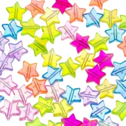 Acrylic Star Pony Beads Trans. Mix Colour AB 10mm PK50