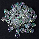 Acrylic Flower Pony Beads 10mm Trans (Crystal Clear AB) Charming Sparkling Blossoms for Jewellery making. Plastic beads for DIY. 50pcs