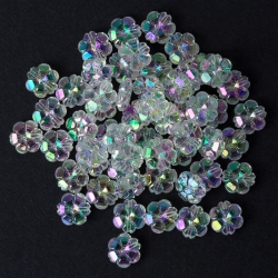 Acrylic Flower Pony Beads 10mm Trans (Crystal Clear AB) Charming Sparkling Blossoms for Jewellery making. Plastic beads for DIY. 50pcs