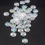 Acrylic Flower Pony Beads 10mm Trans (Crystal Clear AB) Charming Sparkling Blossoms for Jewellery making. Plastic beads for DIY. 50pcs