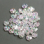 Acrylic Flower Pony Beads 10mm Trans (Crystal Clear AB) Charming Sparkling Blossoms for Jewellery making. Plastic beads for DIY. 50pcs