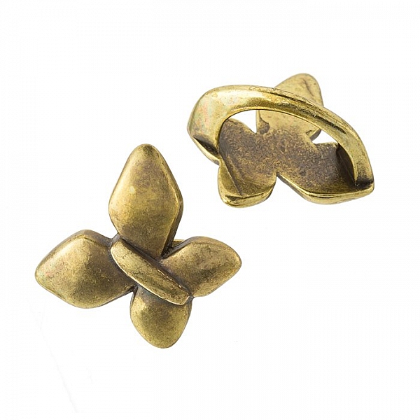 Brass Butterfly Slider Charm Rings Fit Regaliz Cord 20mm
