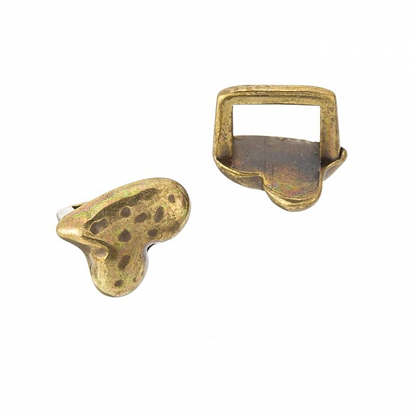 Brass Heart Slider Charm Ring Fits Regaliz Leather 15mm