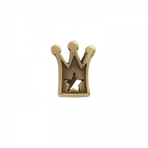 Brass Crown Slider Charm Fits Regaliz Leather 18mm PK1