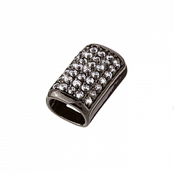 Curved Tube Slider Charm with Crystals Fits Regaliz PK1