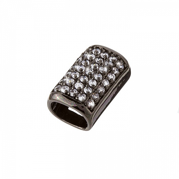 Curved Tube Slider Charm with Crystals Fits Regaliz PK1