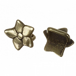 Regaliz Antique Brass Slider Ring Flower Beads 16mm PK2