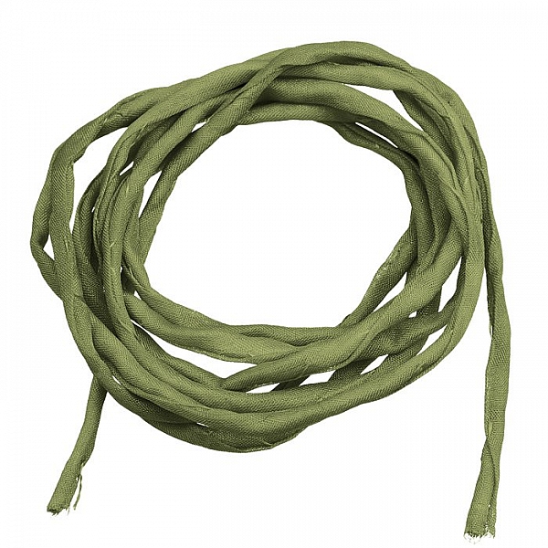 Silk Fabric Strings 2mm Hand Dyed Olive Green 1metre