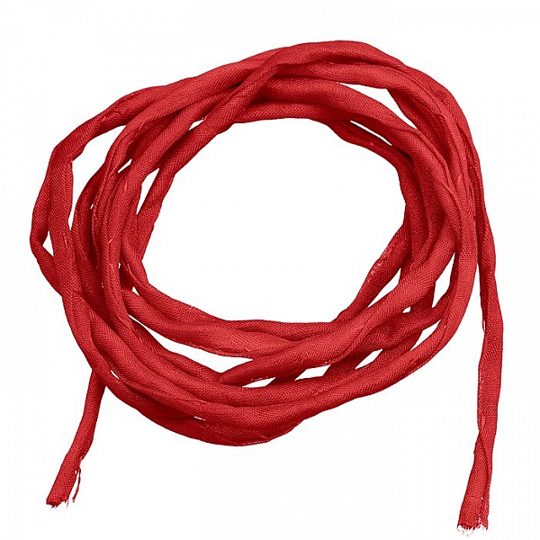 Silk Fabric Strings 2mm Hand Dyed Red 1metre