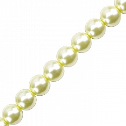 Pale Green Glass Pearl Beads Round 12mm - On 16" Strand