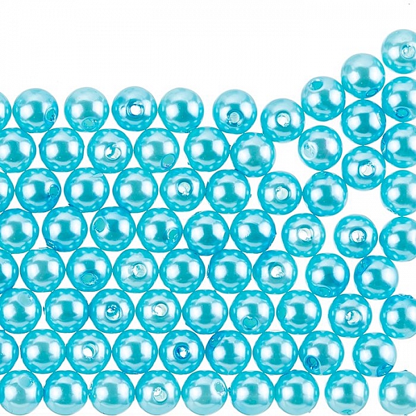 Shiny Turquoise Acrylic Round Pearl Beads 8mm (PK100)