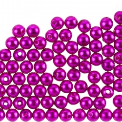 8mm Acrylic Round Pearl Beads (Magenta Purple) - PK100