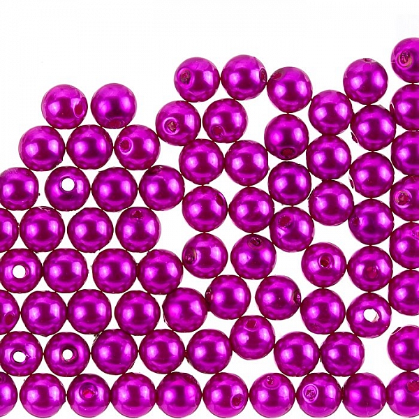 8mm Acrylic Round Pearl Beads (Magenta Purple) - PK100
