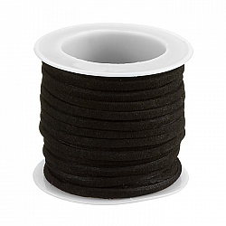 Flat Faux Suede Cord Lace (1.5x3mm) Black - 5mtr Reel