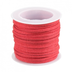 Faux Suede Flat Cord Lace (3mm) Salmon Red - 5mtr Reel