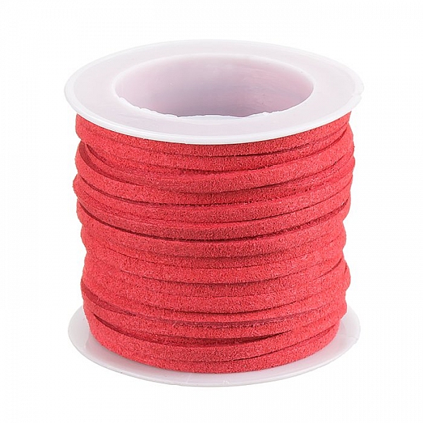 Faux Suede Flat Cord Lace (3mm) Salmon Red - 5mtr Reel