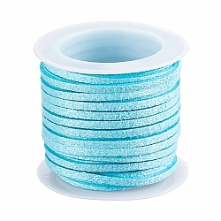 Faux Suede Lace Flat Cord 3mm - Turquoise Blue 5m Reel
