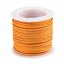 3x1.5mm Faux Suede Cord Flat Lace Orange 5 Metre Reel