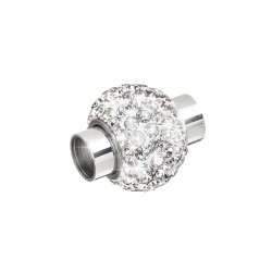 Magnetic Clasp Stainless Steel Ball & Rhinestones 18mm