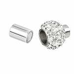 Magnetic Clasp Stainless Steel Ball & Rhinestones 18mm
