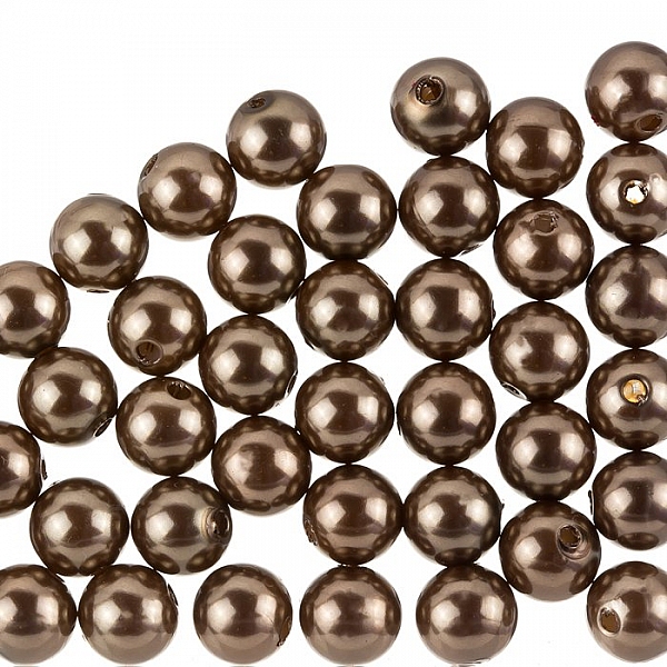 Acrylic ABS Pearl Beads Round - 10mm - Brown Pack of 50
